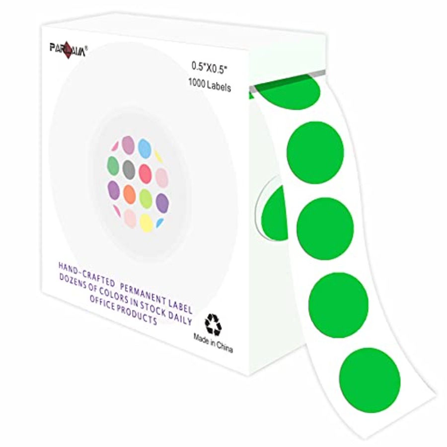 Sticker Label Roll - 1/2 Inch Round Permanent Adhesive Color-Code