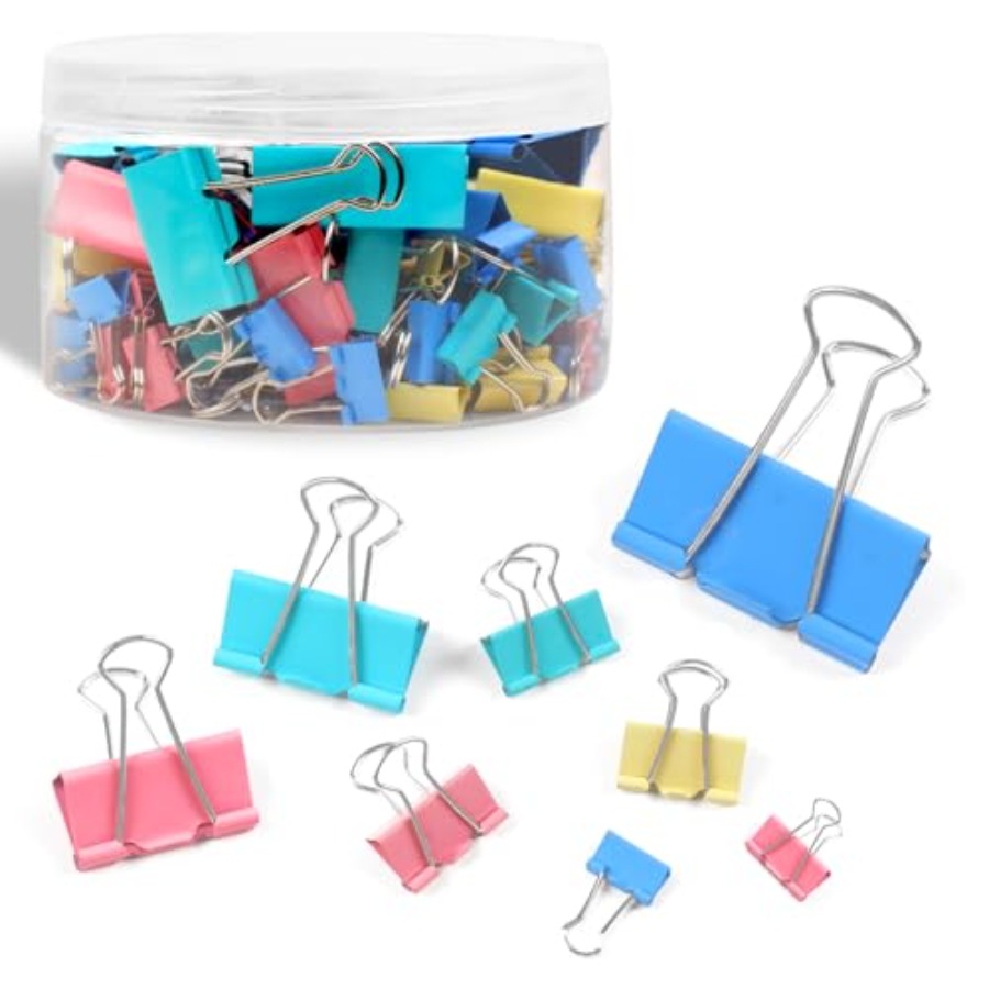 125Pcs Binder Clips Colored, B - Binder Clip Assorted review and price