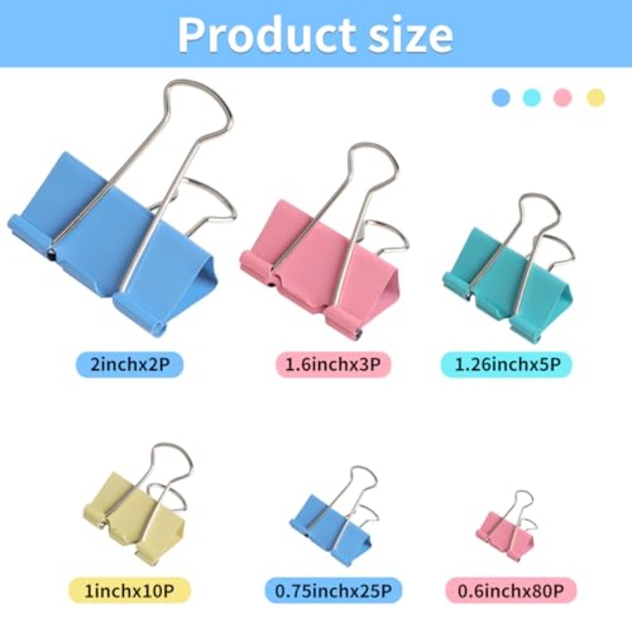 125Pcs Binder Clips Colored, B - Binder Clip Assorted review and price