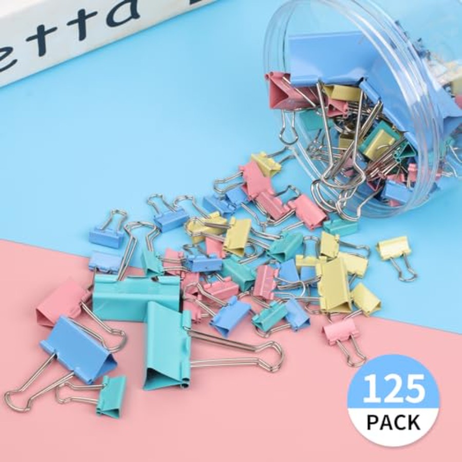 125Pcs Binder Clips Colored, B - Binder Clip Assorted review and price