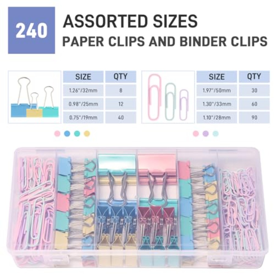 240PCS Colored Assorted Size P - Binder Clip Assorted review and price