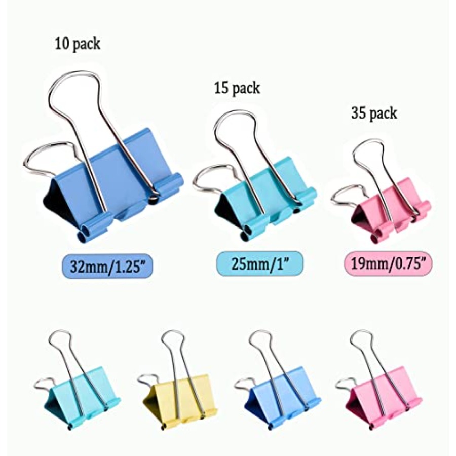 60pcs Colored Binder Clips Pap - Binder Clip Assorted review and price
