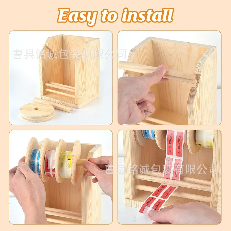 Wooden Label Dispenser Desktop - Sticker Label Roll review and price