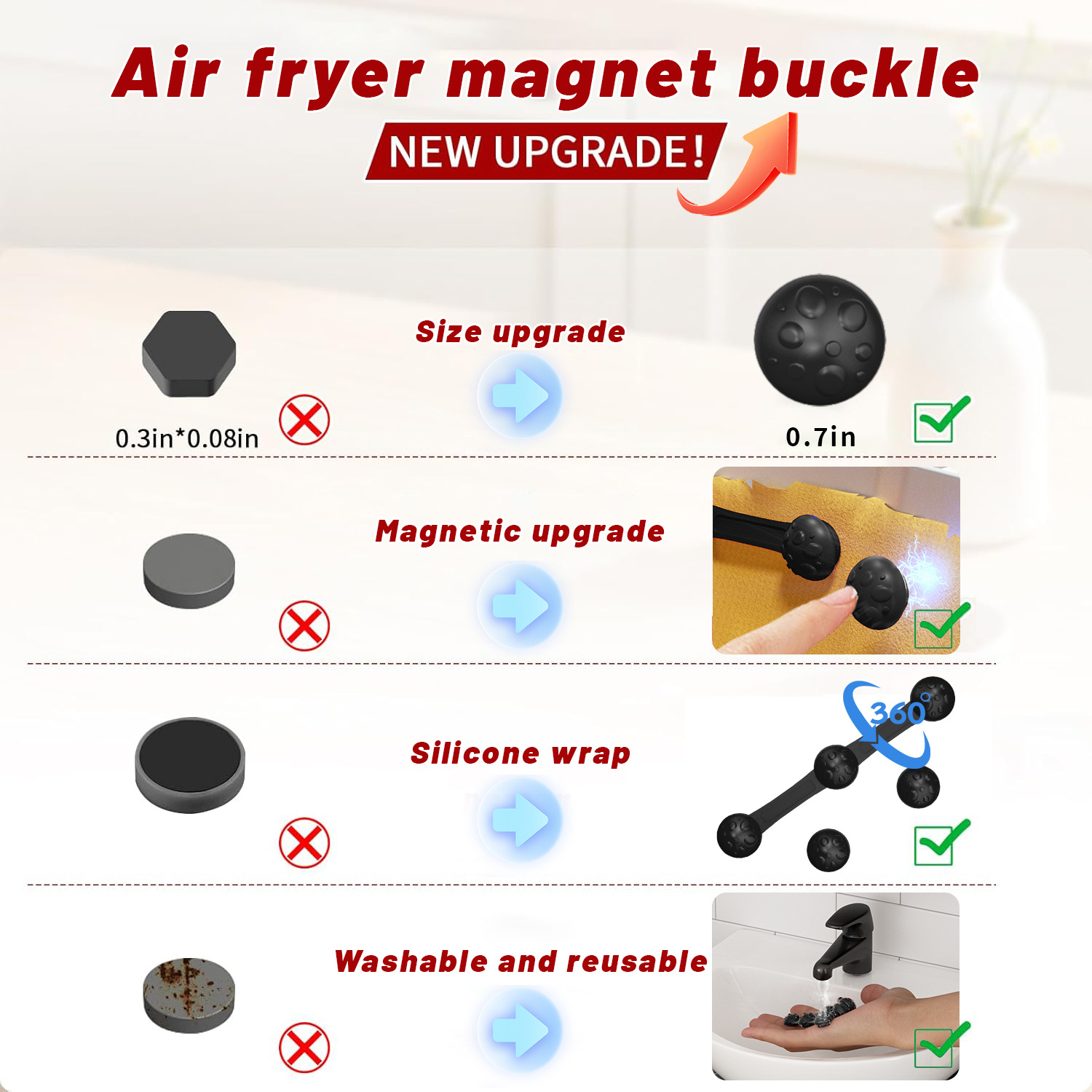 1/2sets Silicone Air Fryer Mag - Paperclip Magnetic Set review and price